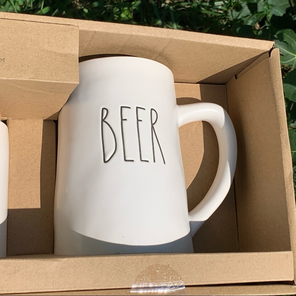 RAE DUNN Coin Bank & Beer Stein Set Artisan Collection by Magenta Cork Top New - Picture 3 of 8